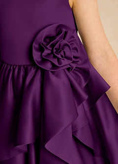 Azazie Hermia Robe Demoiselle D'honneur Fillette Robe Trapèze en Mat Satiné Sans manches Grain De Raisin image6