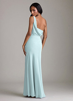 Azazie Madelyn Bridesmaid Dresses Mist Mermaid One Shoulder Chiffon Convertible Dress image10