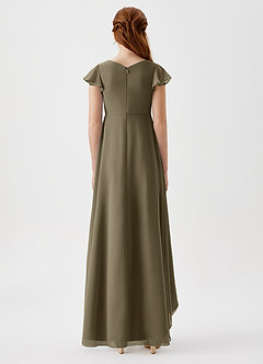 Azazie Breanne Junior Vestido de Verde Sauce de Gasa de Corte En A image6