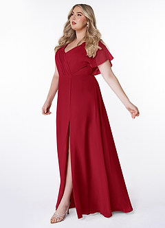 Azazie Rylee Bridesmaid Dresses Scarlet A-Line Pleated Chiffon Dress image8