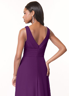 Azazie Julianna Brautjungfernkleider A-Linie Chiffon Kleid Traube image4
