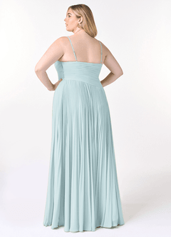 Azazie Vini Abiti da Damigella Abito A-Line in Chiffon con Scollo a V a Pieghe Nebbia image8