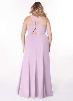 Azazie Rue Bridesmaid Dresses Frosted Lilac A-Line Halter Chiffon Dress image8