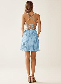 Lysandra Sky Blue Stretch 3D Flowers Corset Mini Dress image6