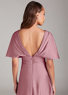 Azazie Pamela Bridesmaid Dresses Vintage Mauve A-Line Pleated Stretch Satin Dress image6