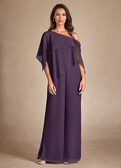 Azazie Halima vestidos de madre de la novia Vestido de Ciruela de Gasa de Mono/Traje de pantalón con Corte Lateral image7