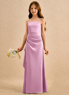 Azazie Cannoli Girls Formal Flower Girl Dresses Candy Pink A-Line Pleated Stretch Satin Dress image3