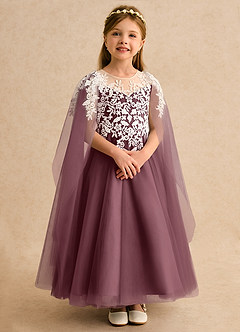 Azazie Dandelion Blumenmädchenkleider Ballkleid Spitze Kleid Sangria image7