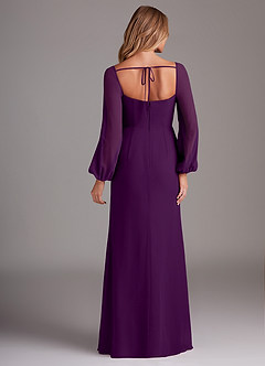 Azazie Charissa Bridesmaid Dresses Grape Sheath Long Sleeve Chiffon Dress image6