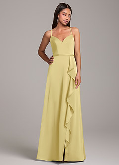 Azazie Naeem Bridesmaid Dresses Lemon Sorbet A-Line Stretch Satin Dress image5