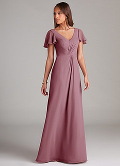 Azazie Soren Bridesmaid Dresses Vintage Mauve A-Line Ruched Chiffon Dress image4