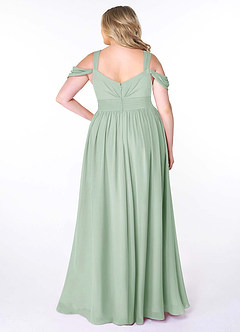 Azazie Lianne Vestidos de damas de honor Vestido de Agave de Gasa de Corte en A con Vestidos sin tirantes image9