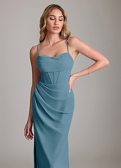 Azazie Mai Bridesmaid Dresses Bermuda Sheath Pleated Chiffon Dress image5