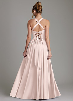 Azazie Francis 신부 들러리 드레스 A라인 코르셋 스트레치 새틴 바닥 길이 드레스 image2