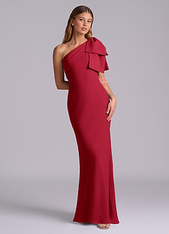 Azazie Yuanna Bridesmaid Dresses Scarlet Mermaid One Shoulder Chiffon Dress image3