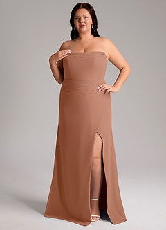 Azazie Leonis Bridesmaid Dresses Bronzer Sheath Strapless Chiffon Convertible Dress image12
