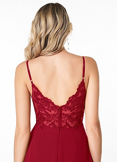 Azazie Lena Bridesmaid Dresses Scarlet A-Line Lace Chiffon Dress image5