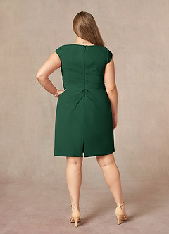 Azazie Nola Mother of the Bride Dresses Dark Green Sheath V-Neck Pleated Chiffon Dress image7