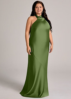 Azazie Velli Bridesmaid Dresses Juniper Mermaid High Neck Stretch Satin Dress image11