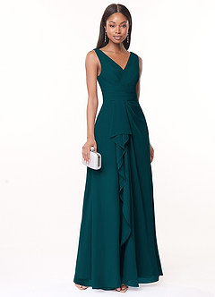 Azazie Julianna Bridesmaid Dresses Pine A-Line Chiffon Dress image1