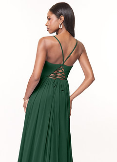 Azazie Marsol Abiti da Damigella Abito A-Line in Maglia Corsetto Verde Scuro image4