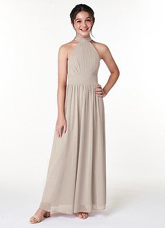 Azazie Iman Junior Frost A-Line Pleated Chiffon Dress image4