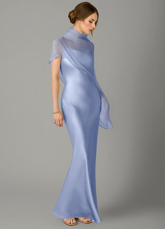 Azazie Jaleesa Jurken voor bruidsmeisjes Jurk van Stretch Satijn met A-Lijn Hoge Kraag Ijs image3