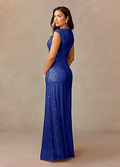 Upstudio Sacramento Slutförsäljning Klänning A-Line i Paljetter V-ringning med rynkning Kungsblå image3