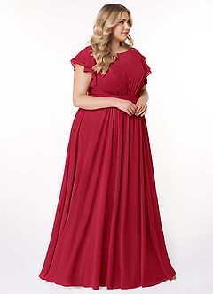 Azazie Daphne Modest Bridesmaid Dresses A-Line Ruffled Chiffon Floor-Length Dress image10