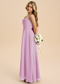 Azazie Shale Junior Robe Trapèze en Mousseline de soie Arc Rose Bonbon image2