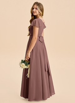 Azazie Cady Junior Abito A-Line in Chiffon Plissettato Espresso image6