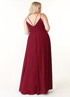 Azazie Janine Bridesmaid Dresses Burgundy A-Line V-Neck Chiffon Dress image7