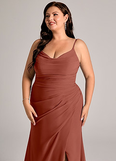 Azazie Deandra Bridesmaid Dresses Auburn Mermaid Pleated Chiffon Dress image12