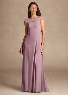 Azazie Ewa Mother of the Bride Dresses Dusty Rose A-Line Off the Shoulder Mesh Dress image5