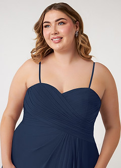 Azazie Arabella Allure Bridesmaid Dresses Dark Navy A-Line Sweetheart Neckline Chiffon Convertible Dress image19