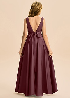 Azazie Gabby Junior Vestido de Sangrado de Satén Elástico de Corte en A con Plisado image6