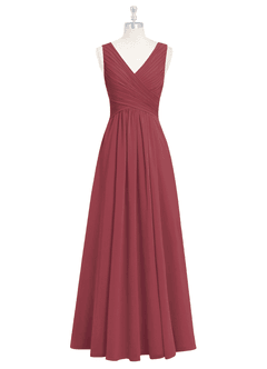 Azazie Flora Brautjungfernkleider A-Linie Plissee Chiffon Kleid Merlot image7