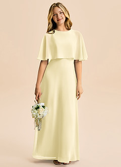 Azazie Maris Junior Robe Trapèze en Mousseline de soie Sorbet Citron image5