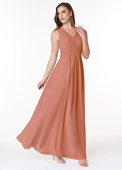 Azazie Flora Bridesmaid Dresses MAI TAI A-Line Pleated Chiffon Dress image4