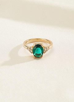 front Emerald and Crystal Ring