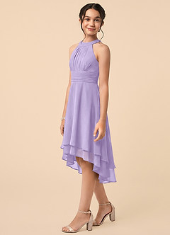 Azazie Linna Junior Lilac A-Line Pleated Chiffon Dress image3