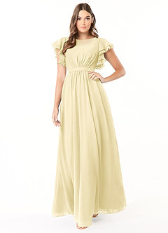 Azazie Daphne Modest Bridesmaid Dresses A-Line Ruffled Chiffon Floor-Length Dress image1