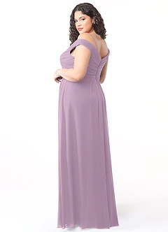 Azazie Audrianna Jurken voor bruidsmeisjes Converteerbaar Jurk van Chiffon met A-Lijn Off-the-shoulder verzameld Blauweregen image10