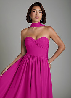 Azazie Petra Bridesmaid Dresses Fuchsia A-Line Corset Chiffon Dress image6