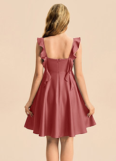 Azazie Kira Junior Robe Trapèze en Satin extensible Rayé Antique Rose image2