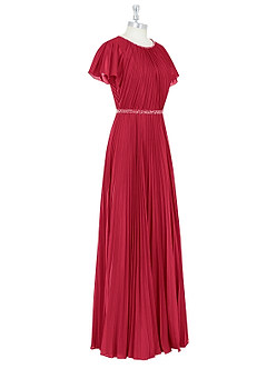 Azazie Kara Modest Bridesmaid Dresses A-Line Pleated Chiffon Floor-Length Dress image9