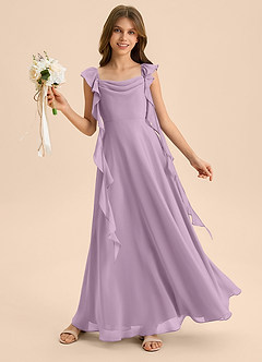 Azazie Carmin Junior Klä av A-Line i Chiffong Rynkad image4