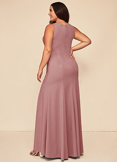 Azazie Rogue Bridesmaid Dresses Dusty Rose Mermaid Scoop Side Slit Stretch Crepe Dress image8