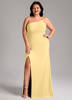 Azazie Eren Bridesmaid Dresses Butter Sheath One Shoulder Chiffon Dress image8