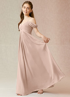Azazie Kaitlynn Junior English Rose A-Line Off the Shoulder Chiffon Dress image3